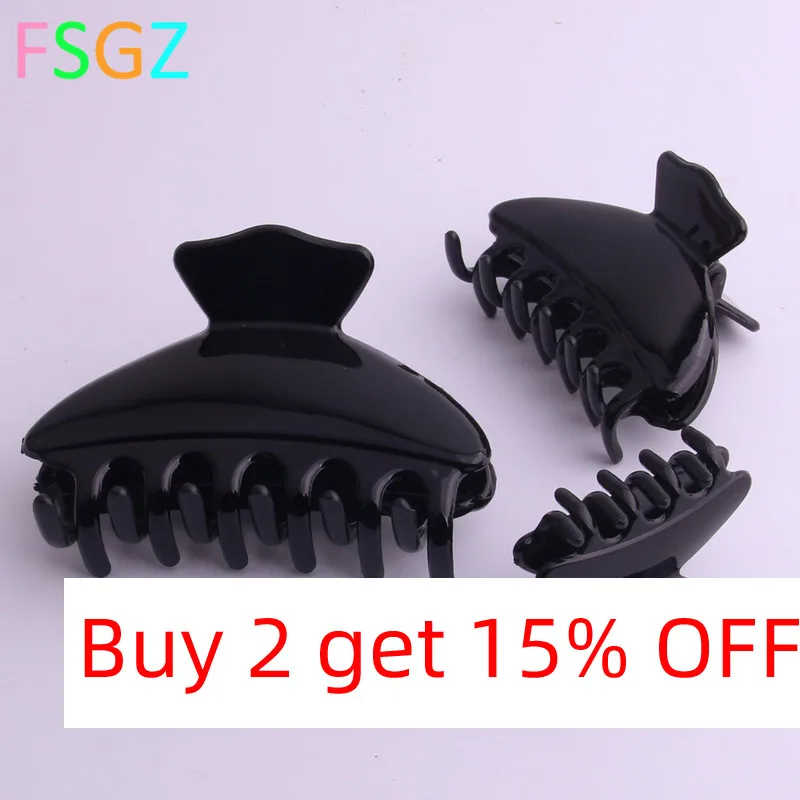 Hair Claw Clips for Women Basic Simple Black Plastic Hair Pin Japanese Girl Crab for Hair Banana Clips Accessories 3 Sizes