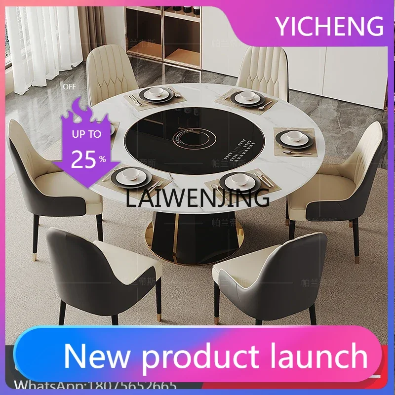 

LYY rock slab round dining table multi-functional warm dishes integrated home modern dining table