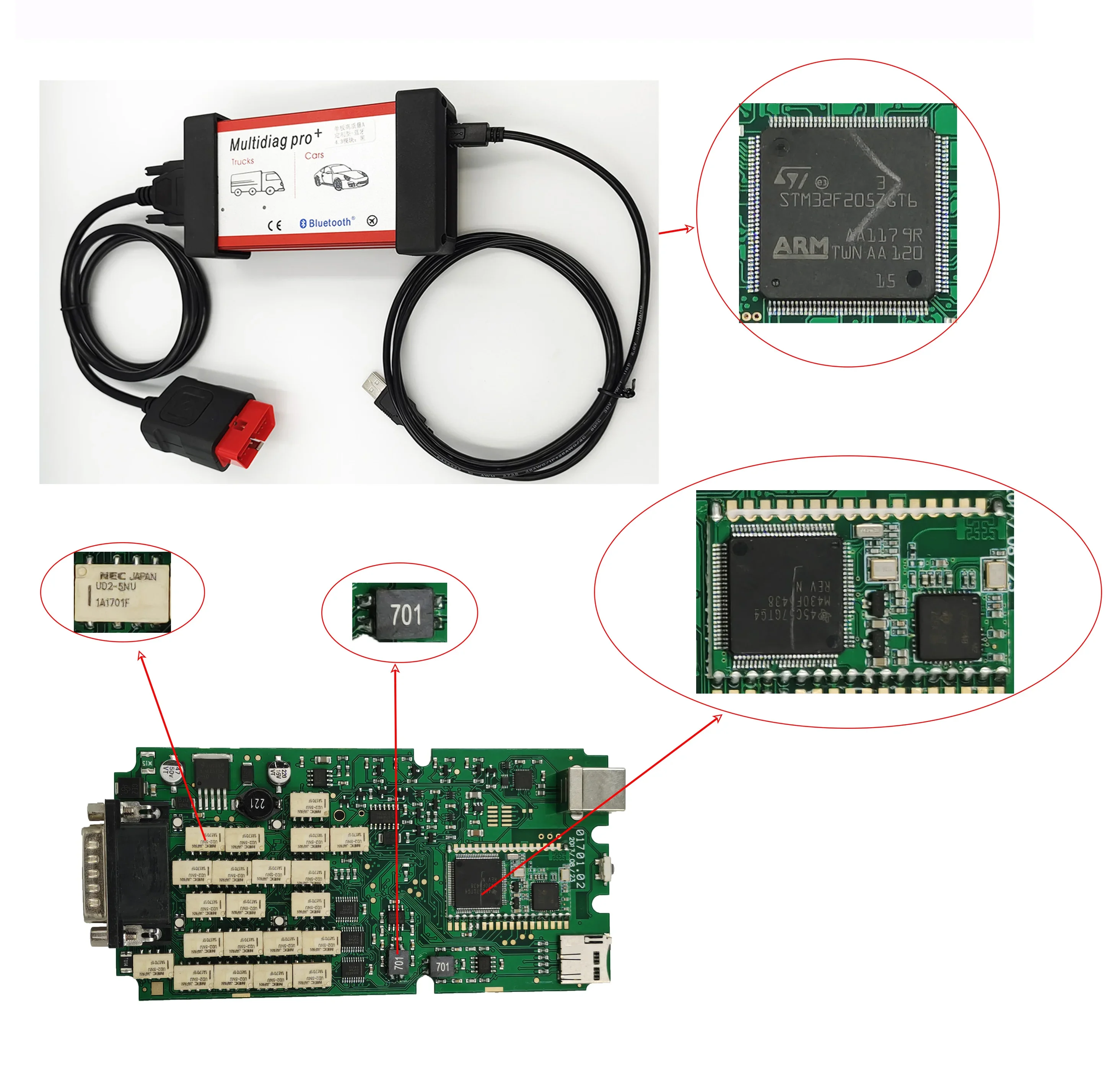 Tompzon New Multidiag Pro+ Black/Red Single One Board With BT 4.3 Tcs 2020.23 MU9241 Car Diagnostic Tools For Car And Truck