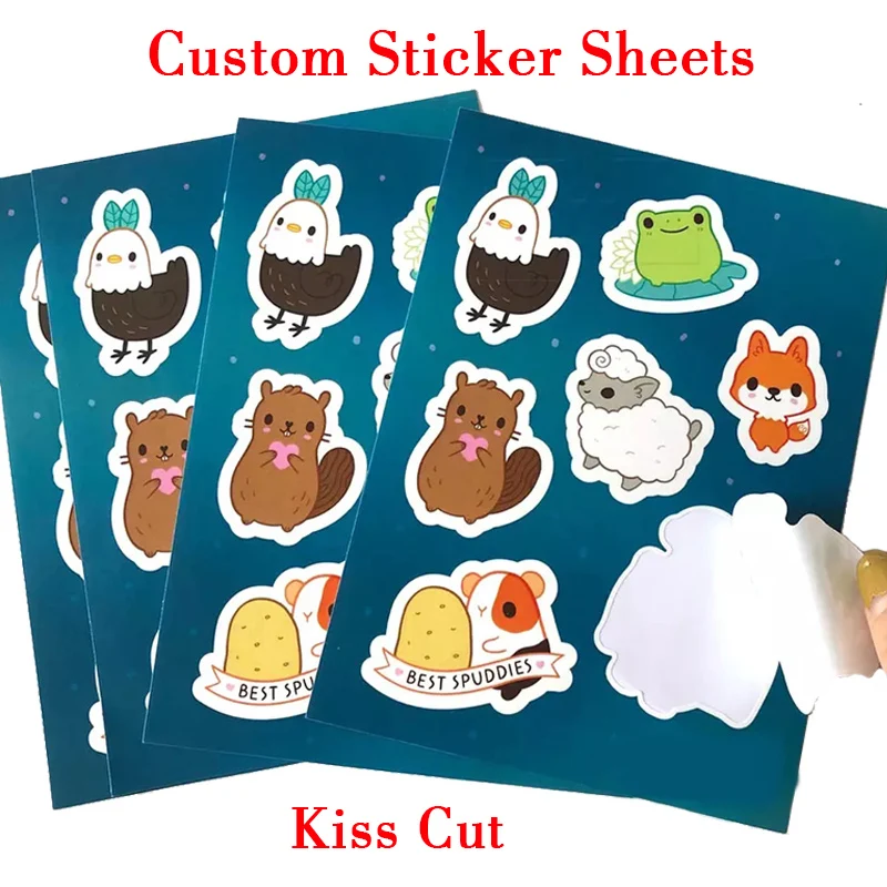 Custom Sticker Sheets Kiss Cut Your Own Logo DIY Design Waterproof Stickers Any Size Material Print Personal Name Tag Label