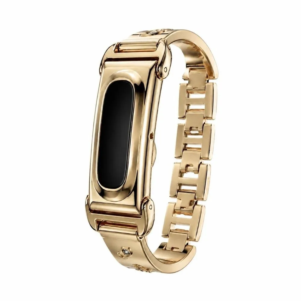 Replacement Diamond-embedded Wristbands with Frame Zinc Alloy Metal Strap Adjustable Elegant Watchbands for Google Fitbit Air