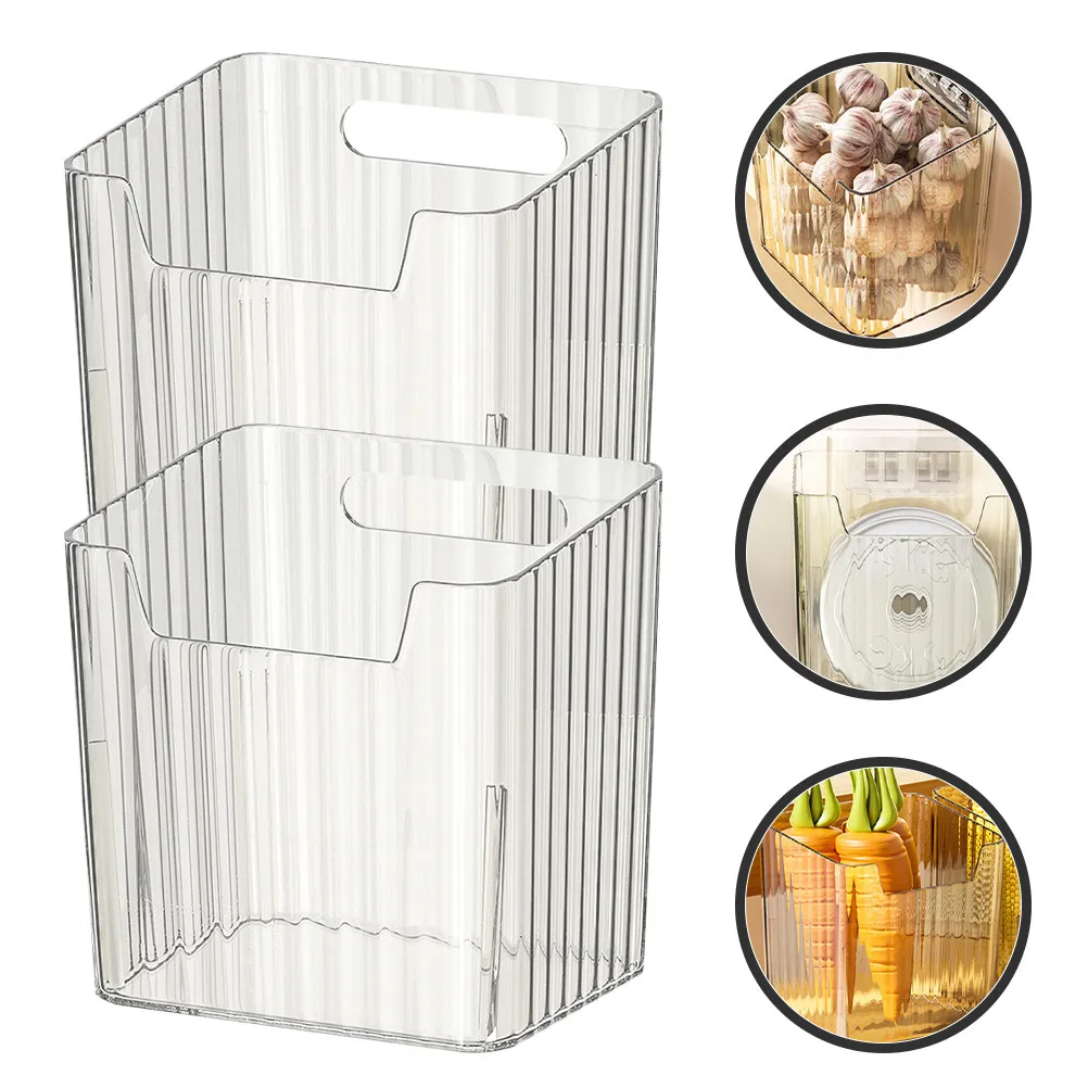 2Pcs Fridge Food Box Deep Shape Design Longitudinal Space Utilization Fresh Keeping Orderly Storage for Refrigerator Freezer
