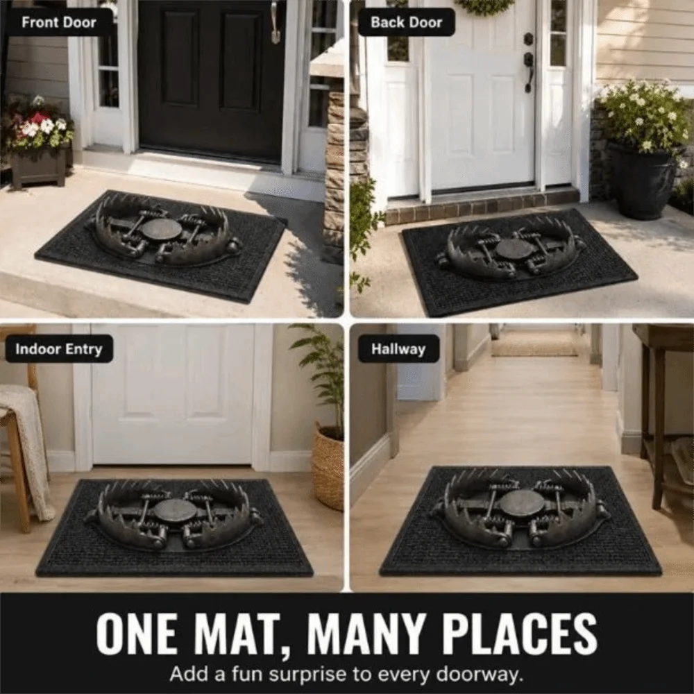 Novelty Halloween Trap Illusion Doormat Quirky Non-Slip Trap Visual Trick Floor Mat Crystal Velvet Fake Trap