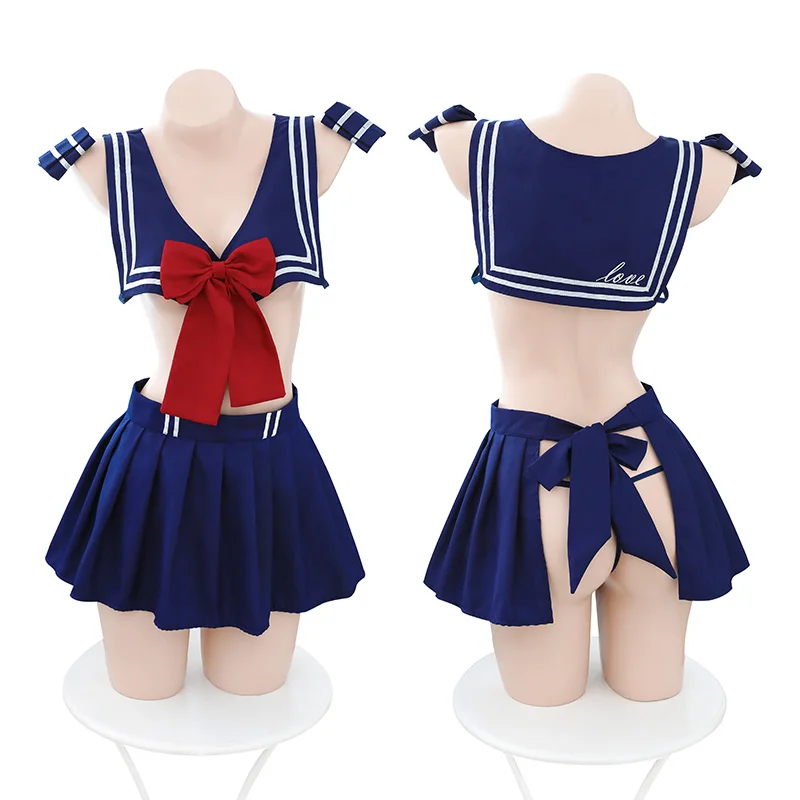 Sexy Lingerie Role Play Student JK Uniform Naughty Sex Underwear Erotic Sailor Cosplay Costumes Porno Party Schoolgirl Skirt Set