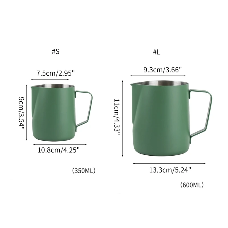 Stainless Steel Kitchen Milk Cup Crafts Coffee Latte Frothing Pitcher Mug Frothing Jugs Foam Art 350/600ml Steaming Mugs 87HA