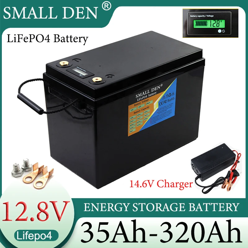 12V 100Ah 120Ah 160Ah 300Ah 320Ah 200Ah 280Ah 35Ah 70Ah LiFePO4 Battery Pack 12.8V E-boat RV Camper Golf Cart Solar+14.6V Charge