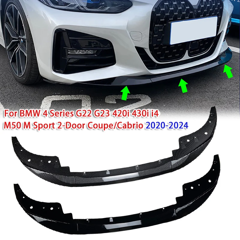 

Car Front Bumper Lip Spoiler Splitter for BMW 4 Series G22 G23 420i 430i I4 M50 M Sport 2-Door Coupe/Cabrio 2020-2024