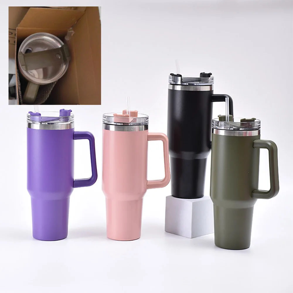 Large Capacity 40oz Car Cup With Handle Vehicle Coffee Mug Stainless Steel Thermos  Ice Cream Cup Coffee Tu