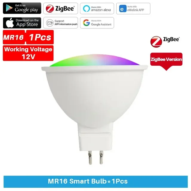 MR16 스마트 전구 와이파이 RGB + CW LED 조광 램프, EWelink 앱 제어 전구, 알렉사 스마트싱스 호환, 5W, 12V