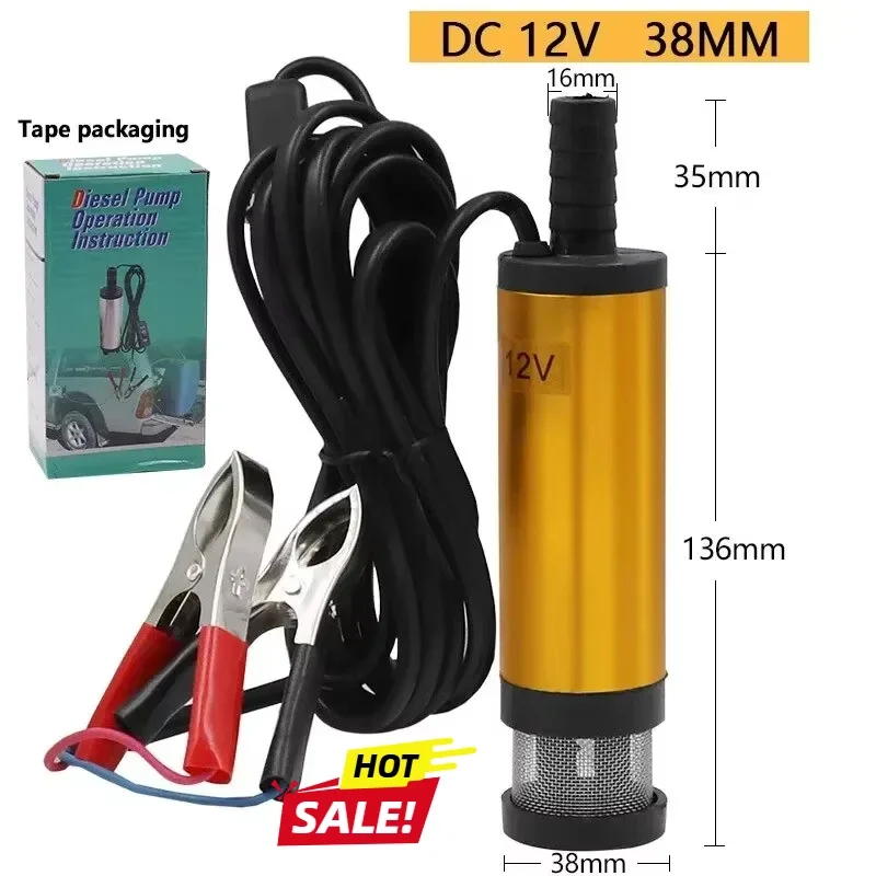 DC Electric Submersible Pump Portable Mini 12V 24V  For Pumping Diesel Oil Water Aluminum Alloy Shell 12L/min Fuel Transfer Pump