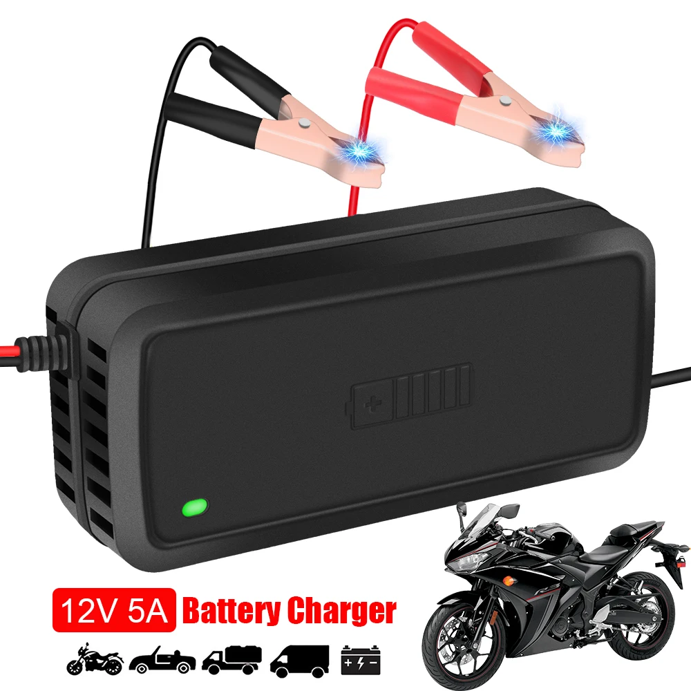 

12V 5A Motorcycle Battery Chargers 75W Fast Charging 3 Stage Truck Automobile Battery Charger Storage Cell Boat Battery Chargers
