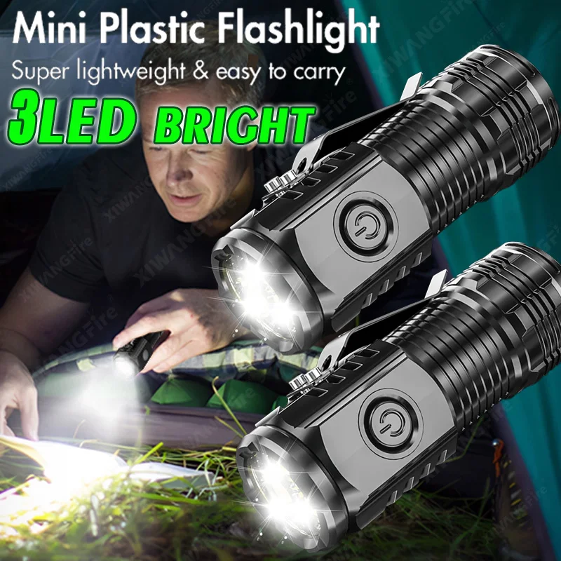 3*SST20 LED Super Bright Handheld Flashlight - High Quality Rechargeable USB Torch, Waterproof with CAP CLIP for Hiking Camping