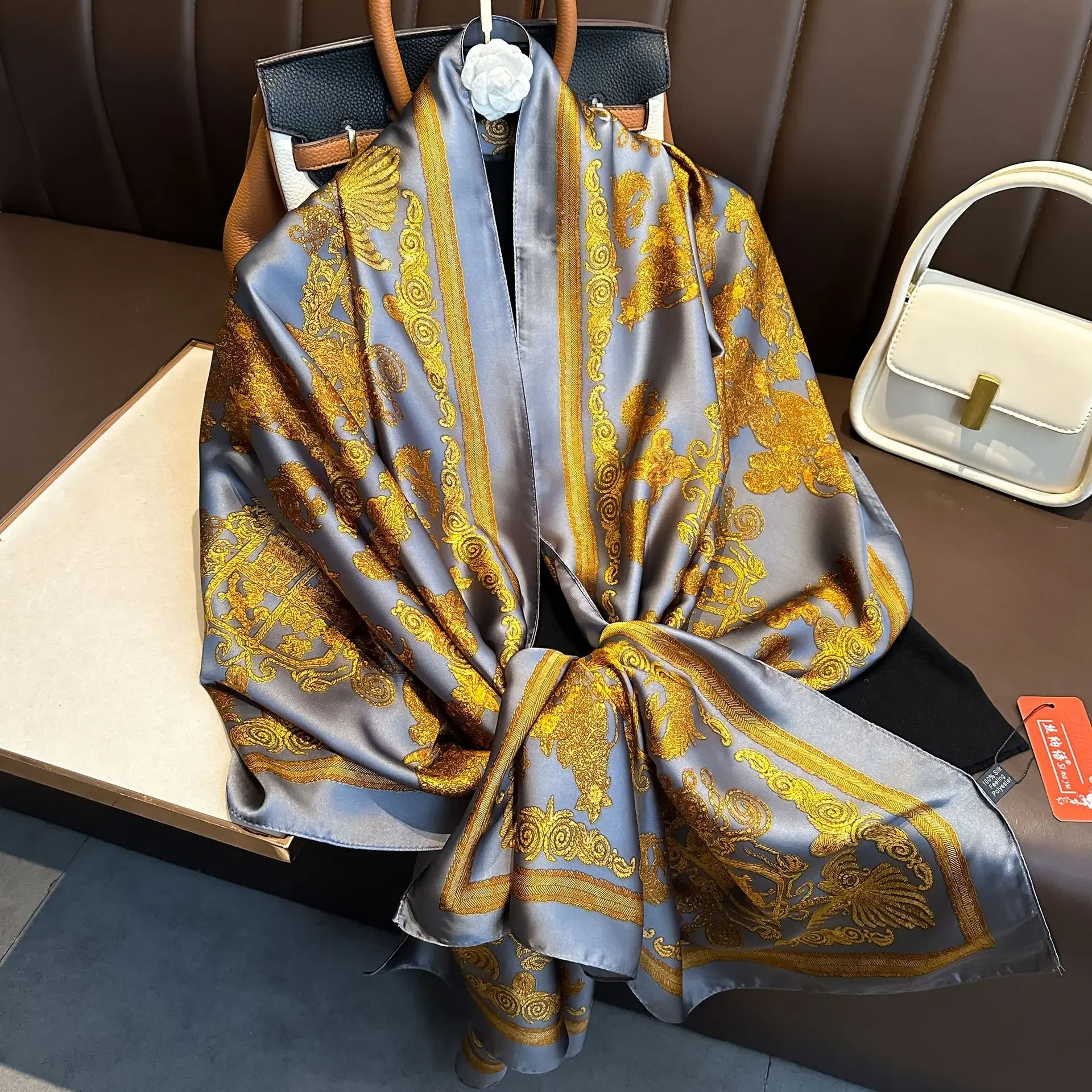 

Luxury Brand Women Long Silk Scarves Shawl Lady Wrap Soft Female Europe Designer Beach Bandanna Foulard Muffler Pareo 180*90cm