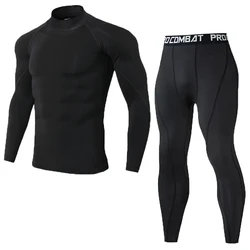 Conjunto de compresión para hombre, ropa deportiva para gimnasio, trajes de Fitness, entrenamiento, Jogging, mallas deportivas, chándal para correr Rashguard