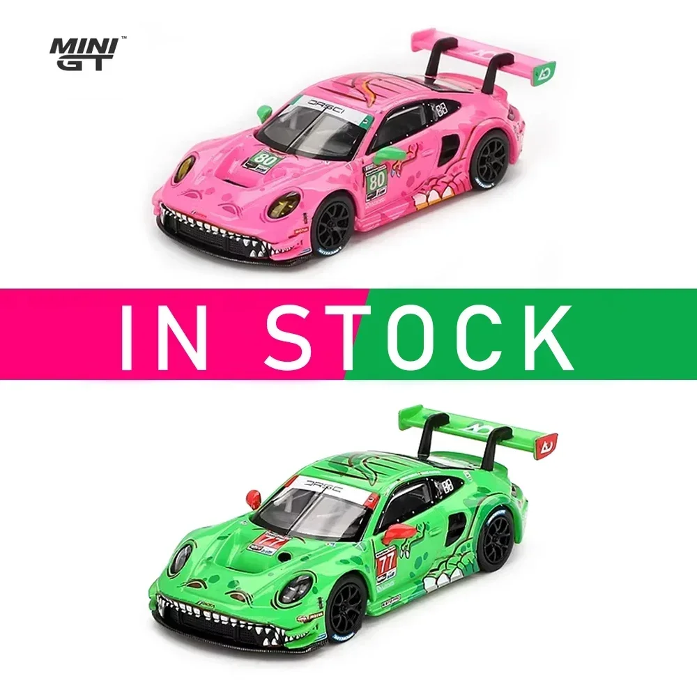 MINIGT 1:64 Porsche Ford GT3 R 911 80 77 64 AO Racing 2023 VIRginia Roxy Pink Alloy Die Casting Car Model 872 889 898 Christmas