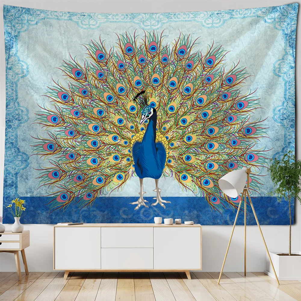 Tapestry wall hanging, peacocks, flowers, forests, Bohemia, aesthetics, room decoration, wall decoration, blankets, bed sheets