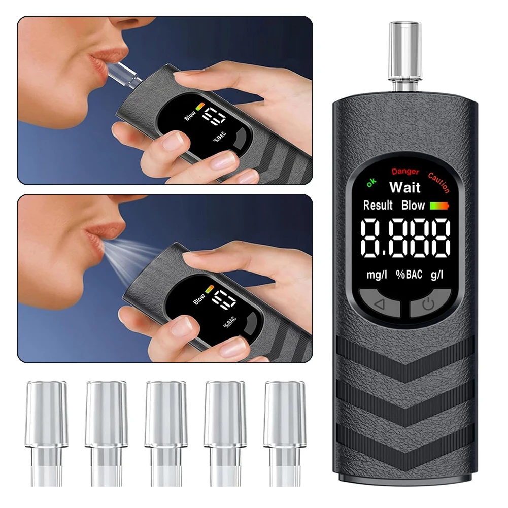 LCD Breath Alcohols Tester High-Accuracy Breathtester Diagnostics Tool Rechargeable Car Driver Use Portable Alcohols Testing