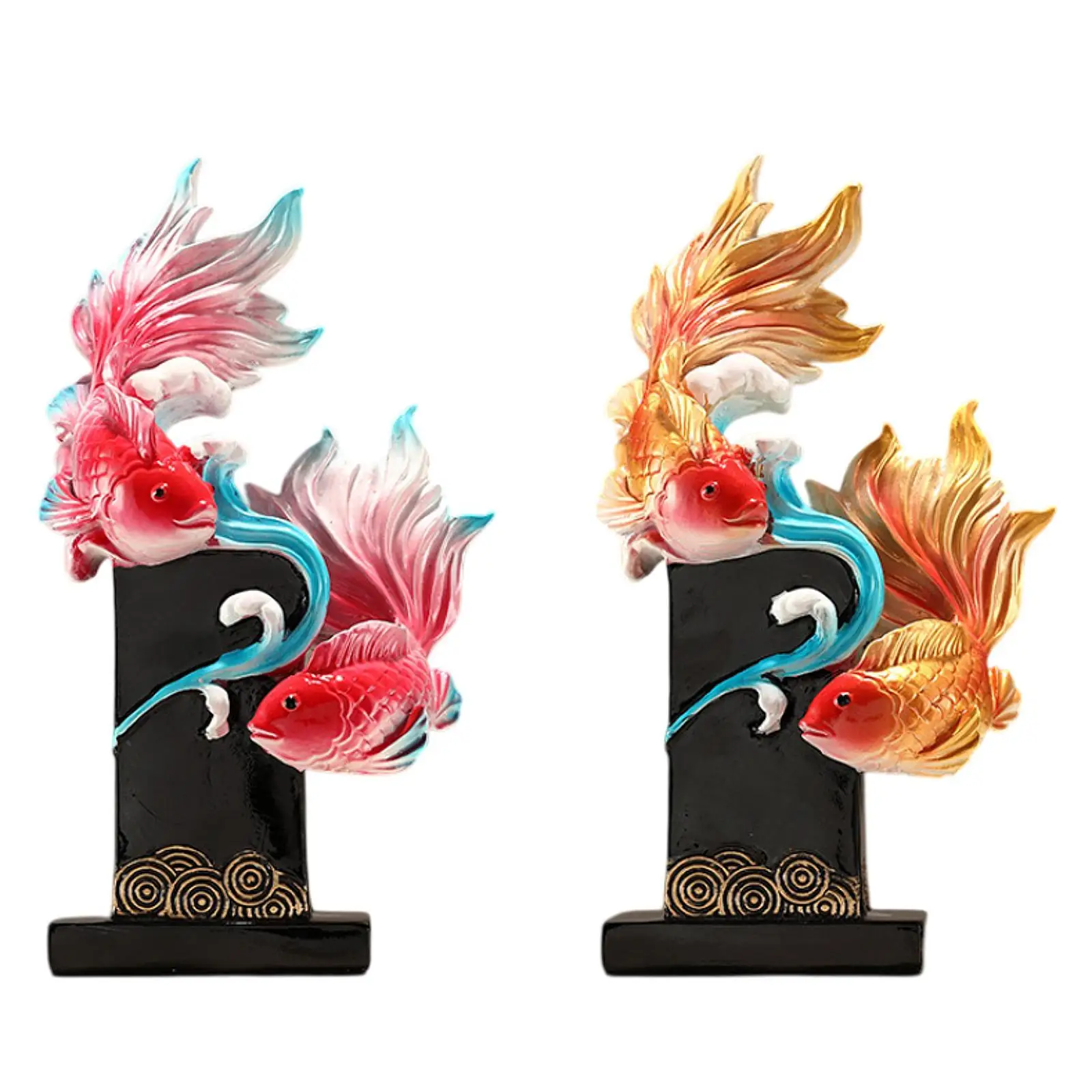 Koi Fish Sculpture Collection Tabletop Ornament for Desk Bedroom Bookshelf