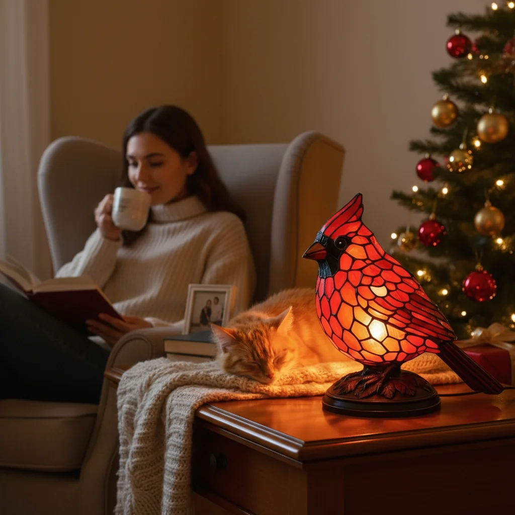 

Cardinal Lamp Table Bedside Dining Decor Gift Stylish Lamps For Bedroom Creative Restaurant Red Lights Led With Usb Modern Night