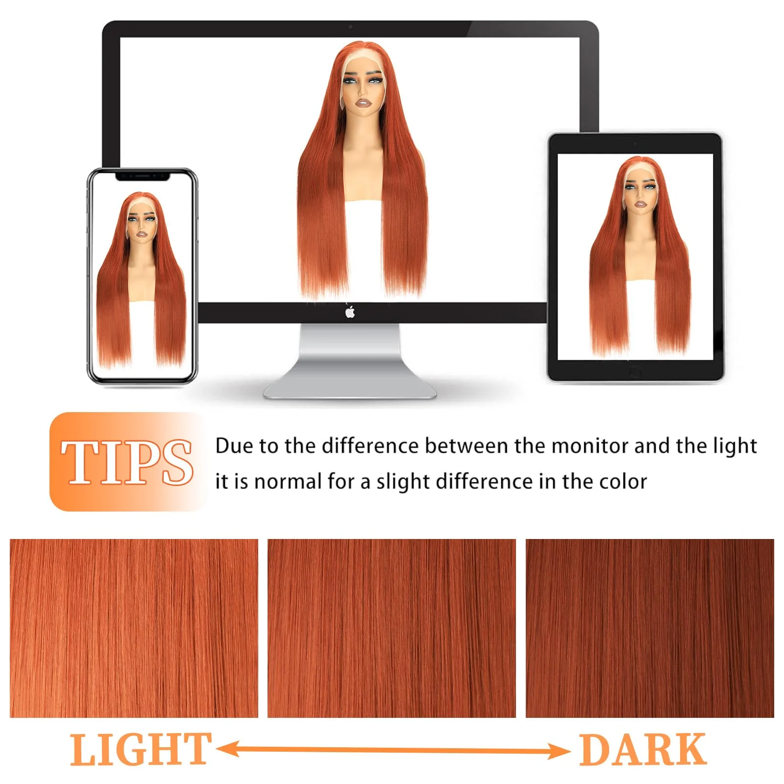 Pelucas delanteras de encaje naranja jengibre cabello humano pelucas frontales de encaje 13x4 prearrancadas con 250% de densidad Color de cabello liso brasileño 350 #