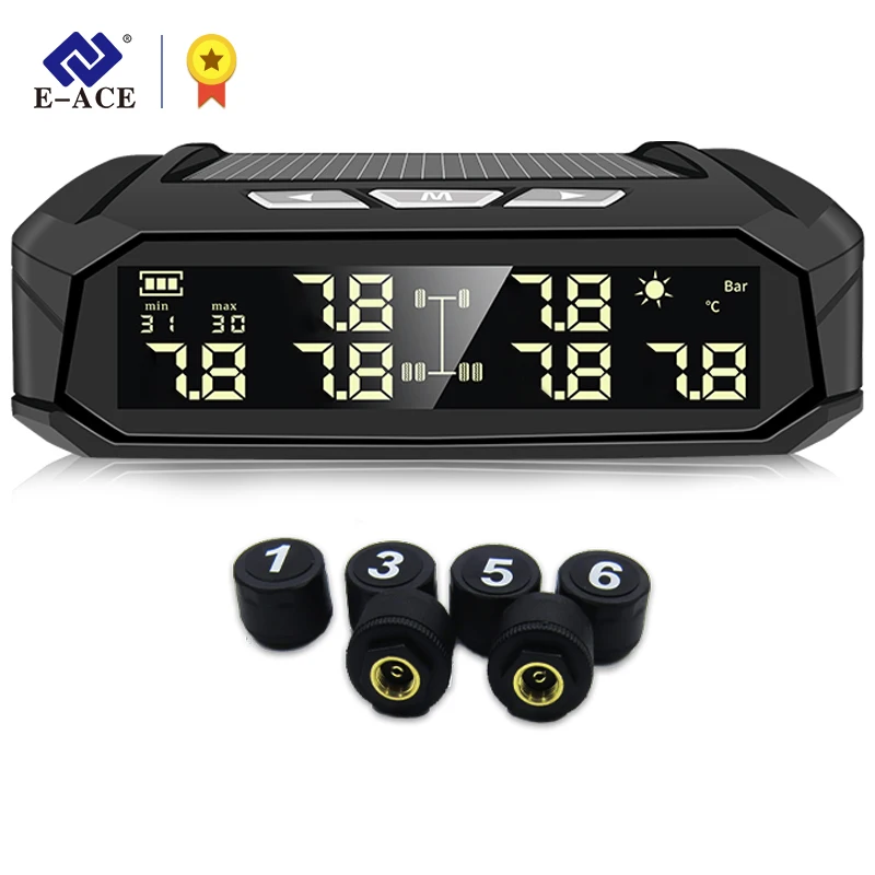 TPMS 6 Sensors 8 Bar USB Solar Auto Wireless Car Alarm Teyes Sensor Electronic Devices Accessories Parking For Cars Systems Kit