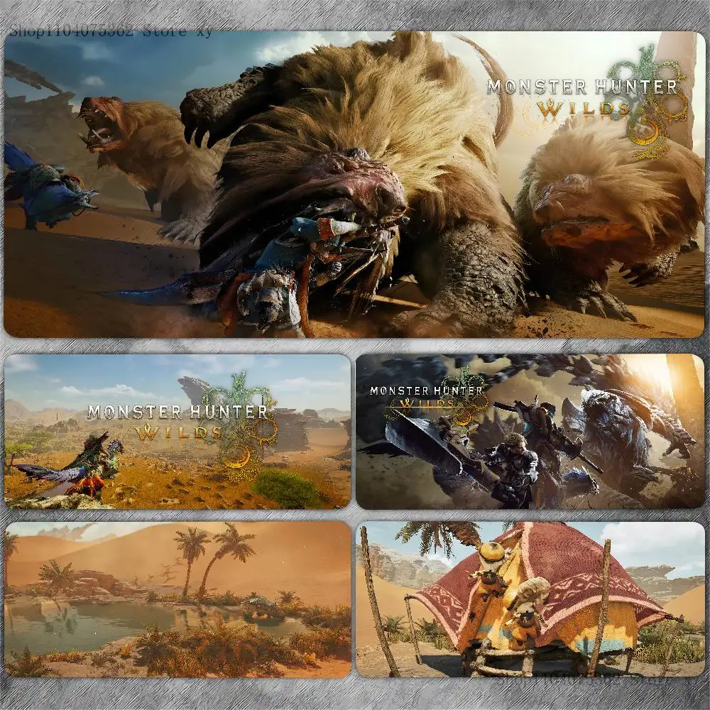 Game Monster Hunter Wilds Mouse Pad Large Gaming Keyboard Mat LockEdge Rubber Computer Office Accessories