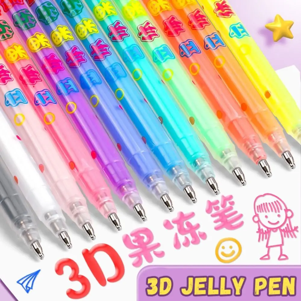 6/12Colors Portable Multi-color 3D Jelly Ink Pen DIY Handwriting Large Capacity Art Marker Pen Multipurpose Highlighter Students