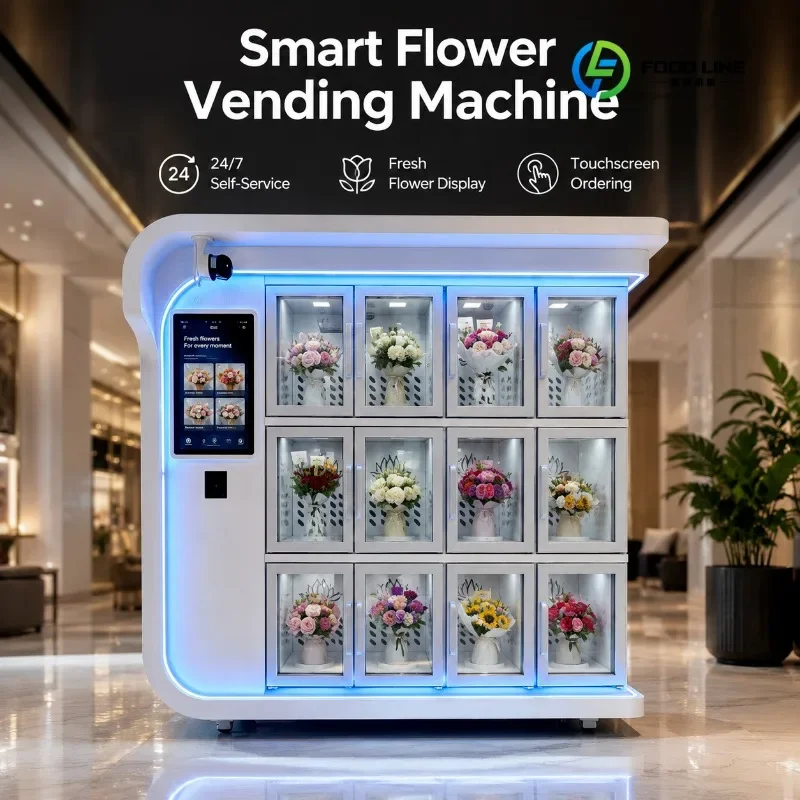 FL 12 Big Lockers Floral Flower Vending Machine Bouquets Vending Machine Flower Wholesale OEM Manufacturer Customized