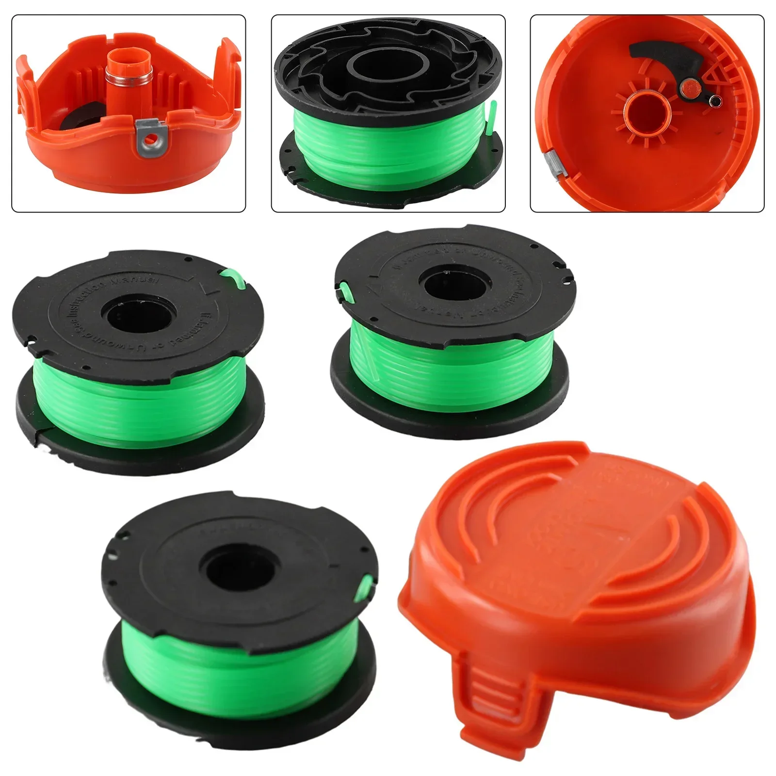 New     3 Pack Trimmer Spool Line + Cap For Black & Decker GL7033 GL8033 GL9035 Lawn Mower String Trimmer Parts & Accs