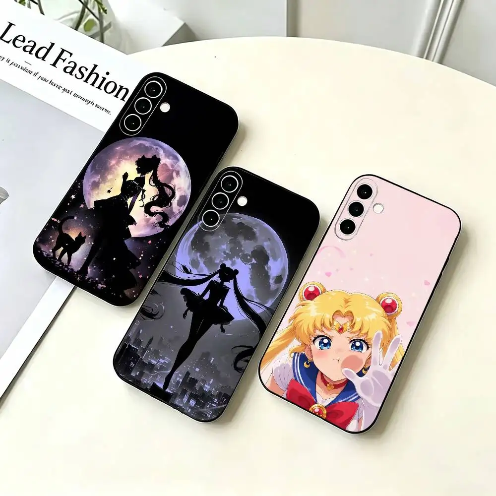Cute GIRL S-Sailor Moon  Phone Case For Samsung A73 20,21s,22,31,32,52,53,72 Soft Black Shell