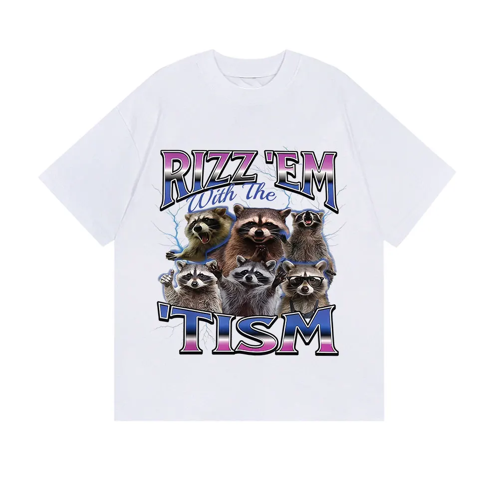리즈 엠 위드 더 티즘 라쿤 재미있는 밈 티셔츠 남성 여성 여름 패션 의류 티셔츠 캐주얼 코튼 반팔 티셔츠