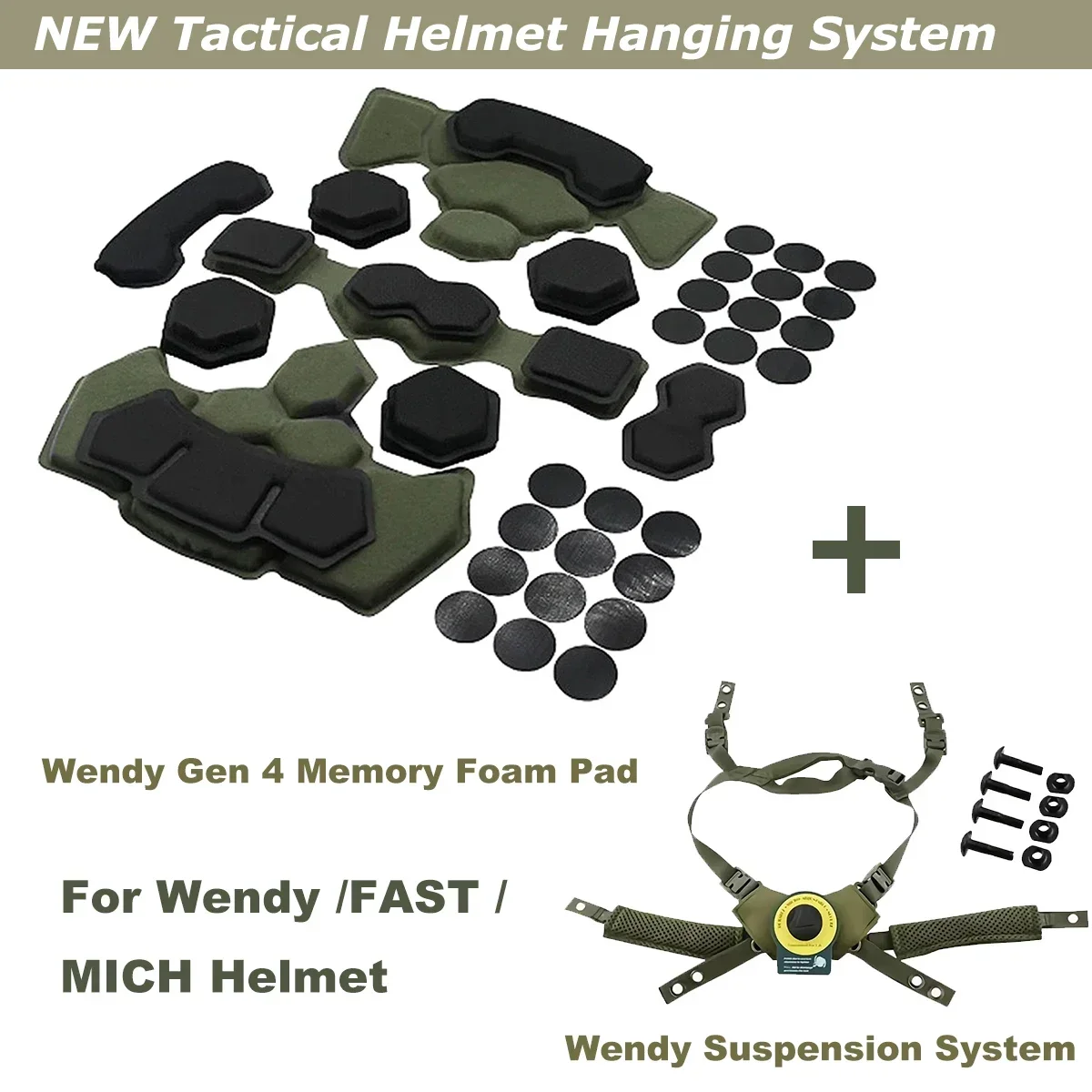 Tactical Airsoft Wendy Helmet Suspension System&Helmet Gen 4 Memory Foam Pad for Wendy FAST MICH Helmet Accessies