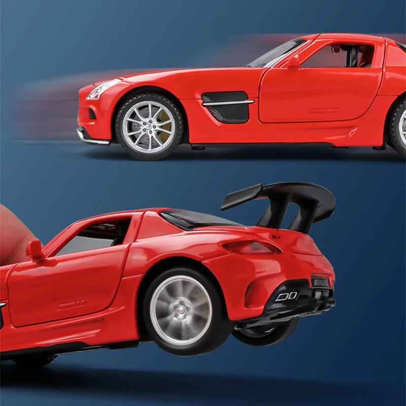 1:32 SLS AMG-GT Alloy Sports Car Model Diecast Metal Vehicles Car Model High Simulation Sound and Light Collection Toy Gift