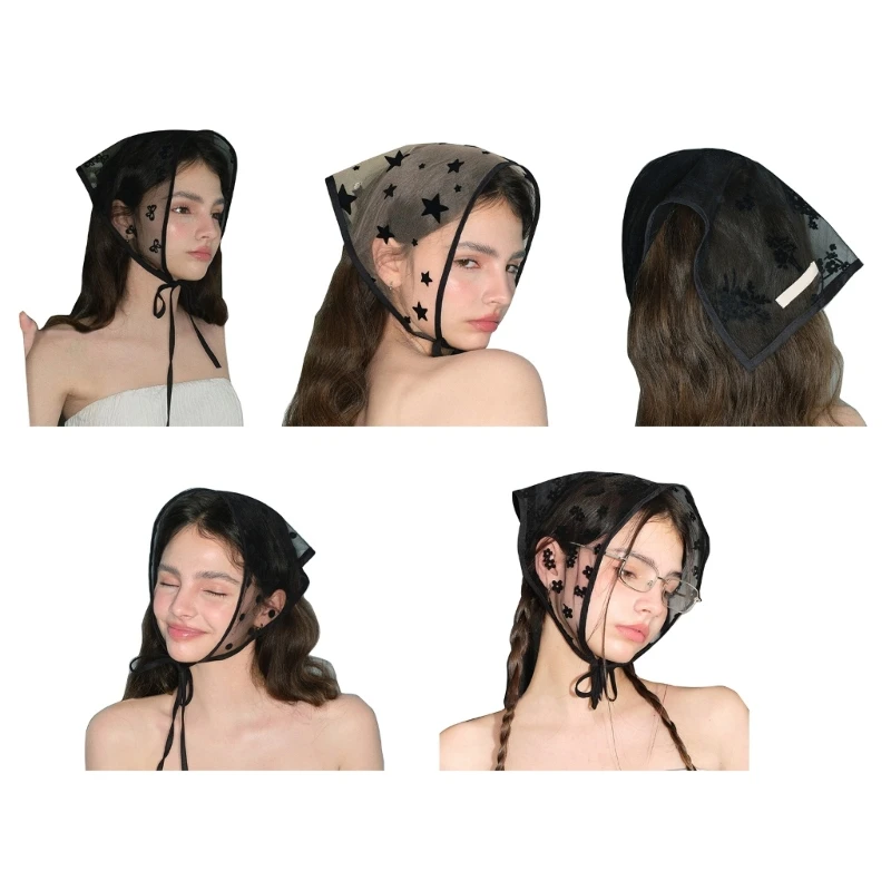 Breathable Delicate Sheer Lace Turbans Taking Photo Hair Scarf Outdoor Hairband Suitable for Fashion forward Women Dropship