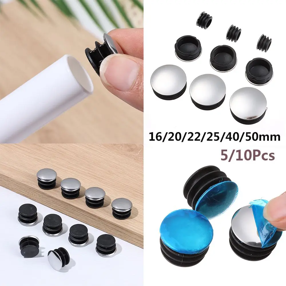 5/10Pcs Ronde Roestvrij Stalen Meubelen Been Plug Tube Pijp Blanking Insert End Cap Antislip Buis stofkap