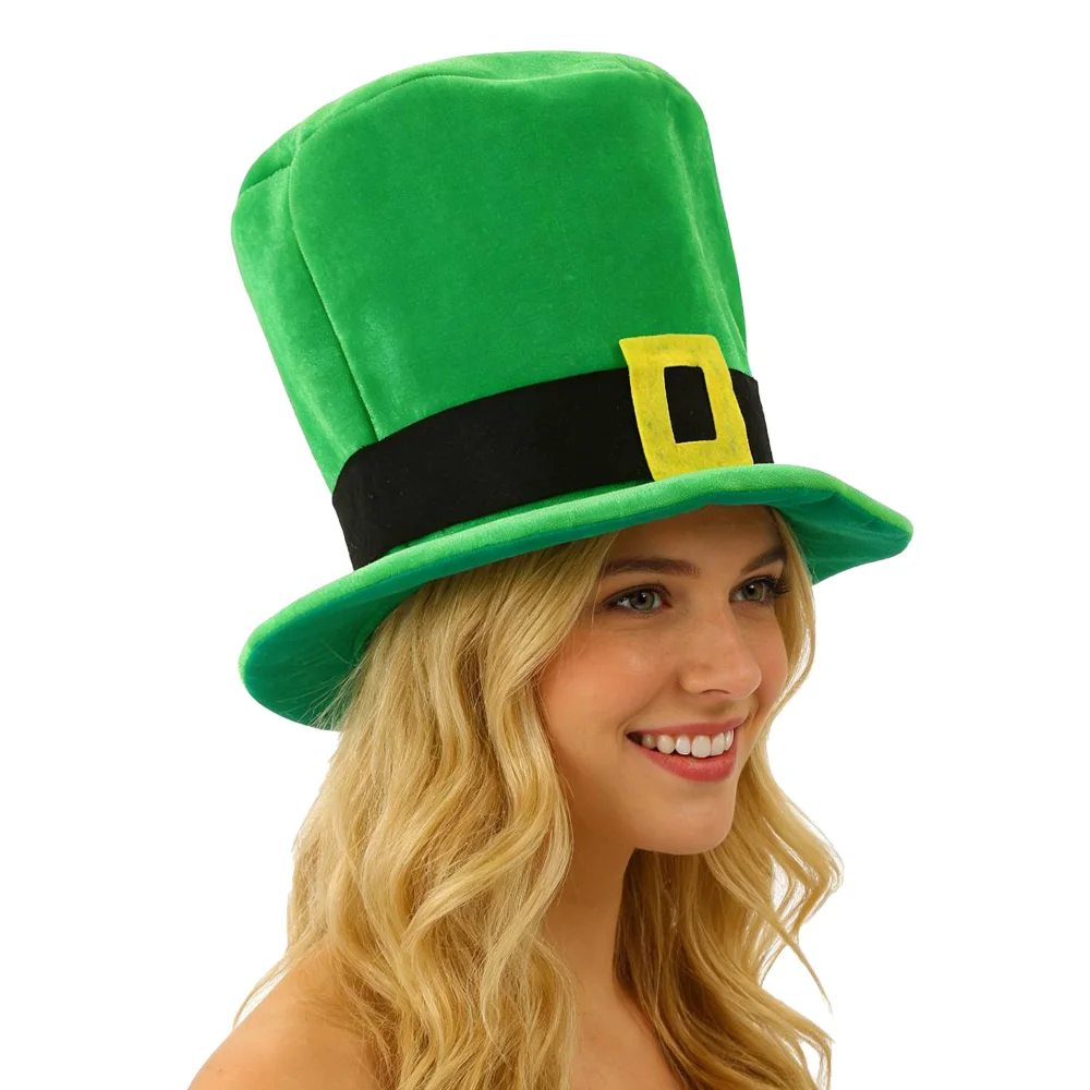 

Irish Festival Shamrock Hat Cosplay Funny St.Patrick's Day Green Top Hats Carnival Halloween Dress Up Party Costume Props