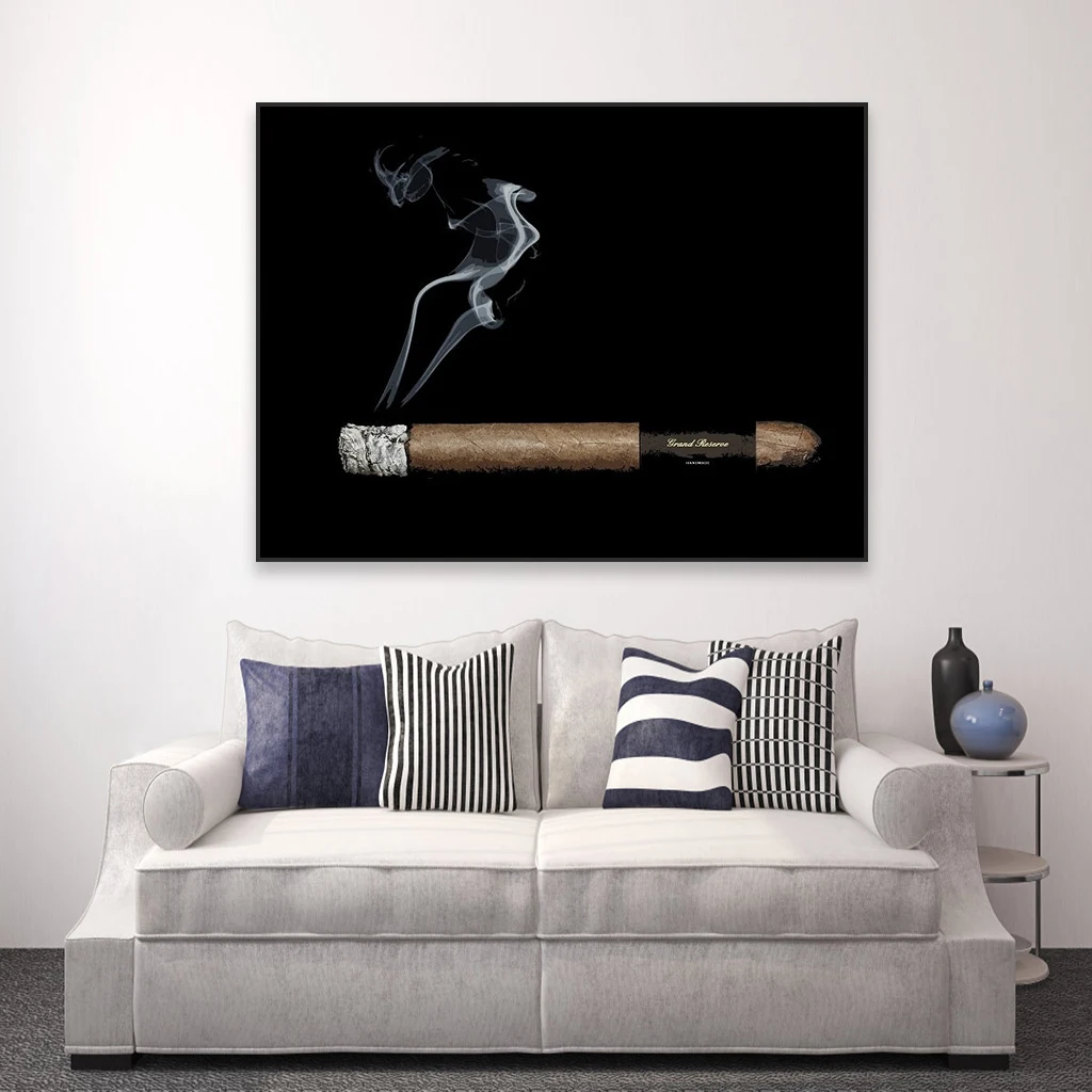 Modern Whiskey Print Cigar Poster Home Dinning Room Wall Art Cool Cigar Smoker Canvas Painting Coffee Bar Wall Art Decoration