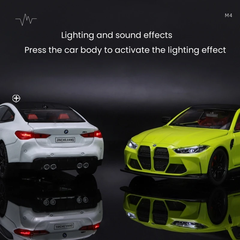 1:24 BMW M4 M8 IM The 4 G82 Alloy Scale Model Car Diecast Metal Miniature Car Toy Sound＆Light Collection Childrens Vehicles Gift