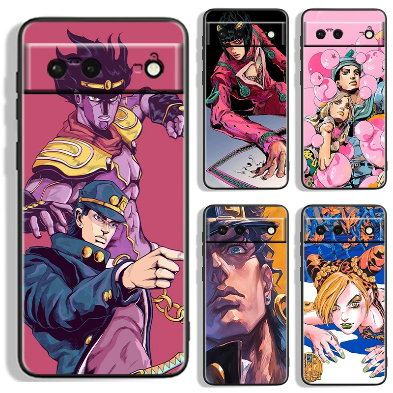 

J-JoJo Bizarres A-Adventure For Google Pixel 9 8 7A 7 6A 6 5A 5 4 4A XL 5G Black Silicon Shockproof Shell Back Phone Case