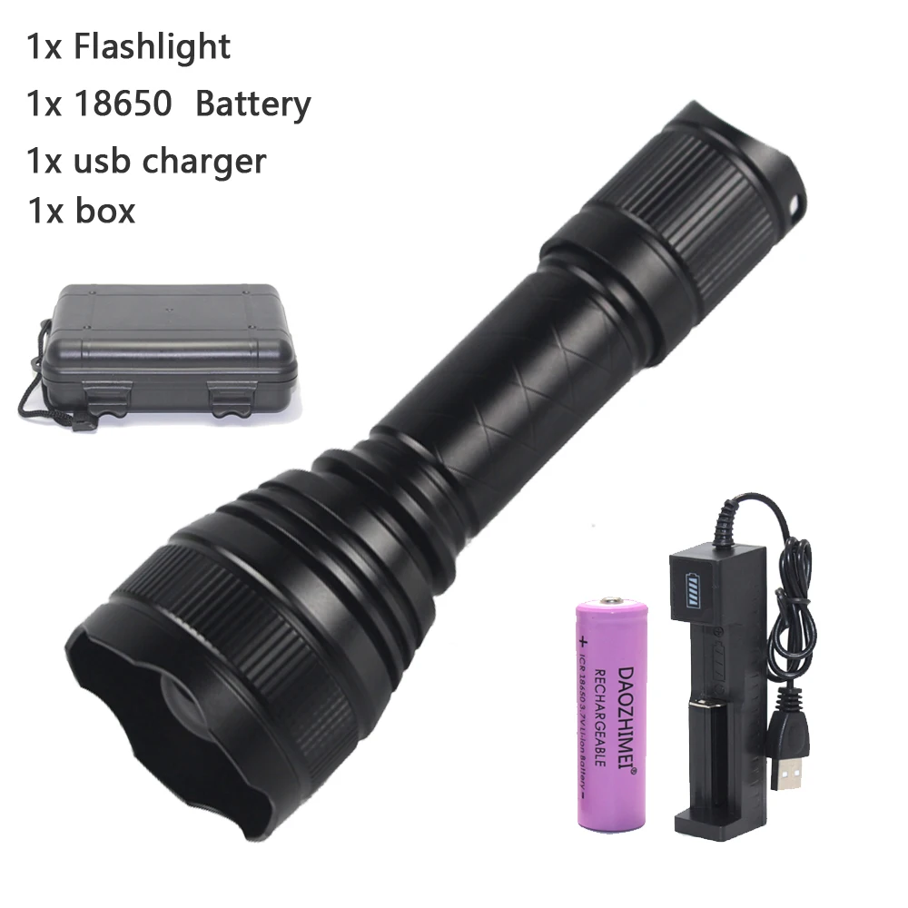 T21 Ir Hunting 940nm/850nm Licht Infrarood Zaklamp Zoombare Nachtzichtlamp + 18650 + Usb-Oplader + Schakelaar + Bevestiging