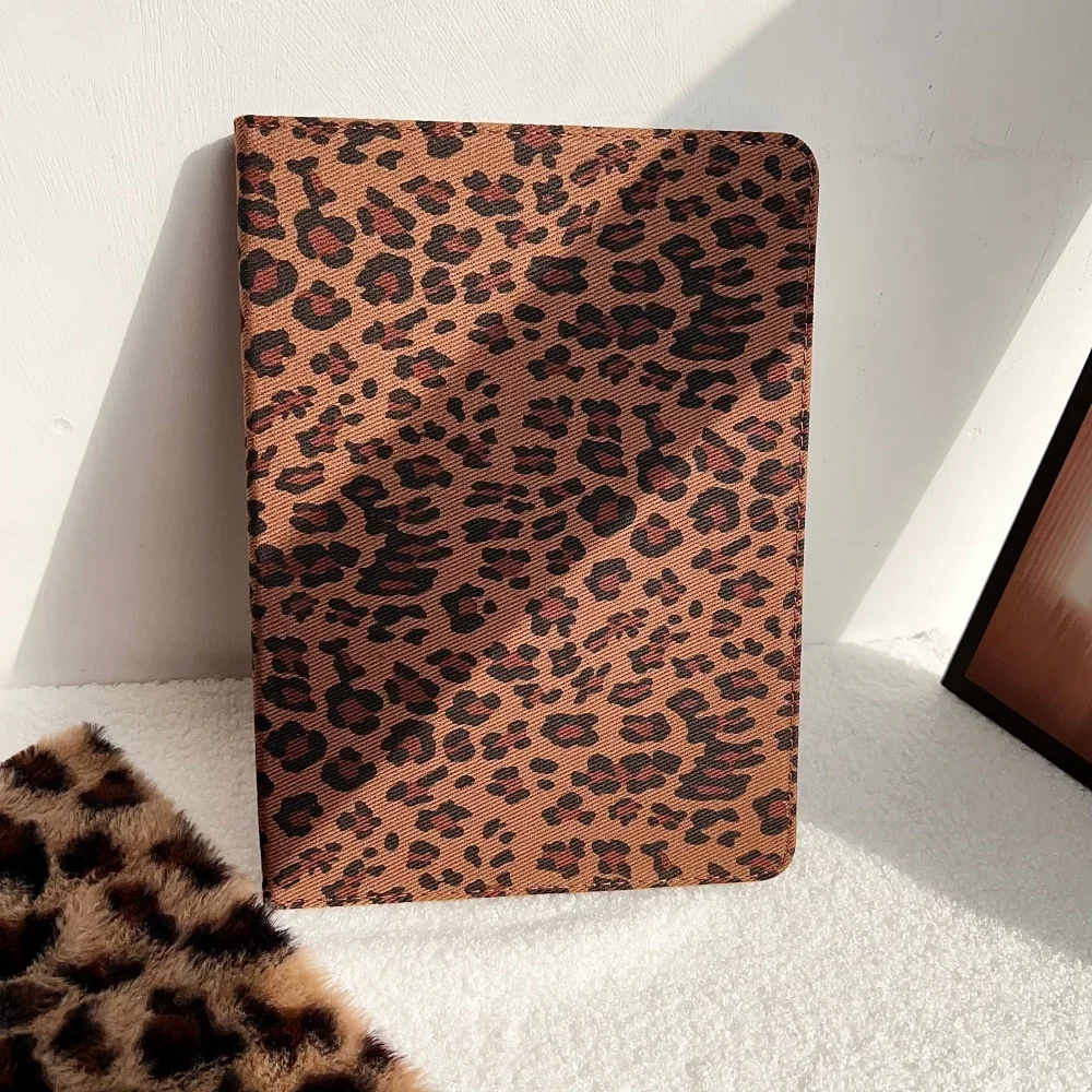 

For iPad 11 2025 13 inch Case Brown Leopard Print Book Style Stand Cover iPad Pro11 2024 Air 11 10th Gen 10.9 12.9 Mini 6 7th