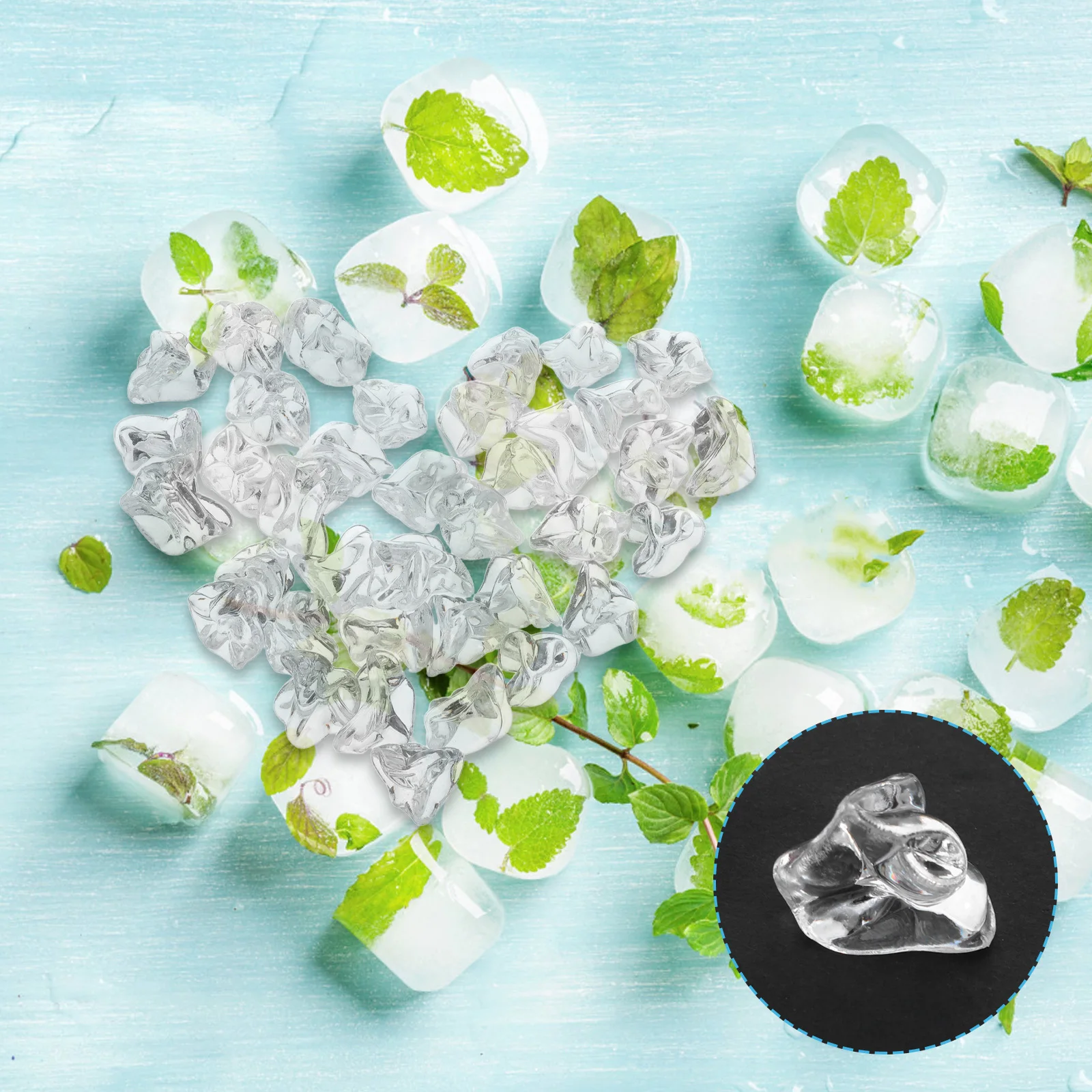 

100Pcs Washable Fake Ice Cubes Realistic Touch Plastic for Photography Decorative Vase Fillers Table Party Decor