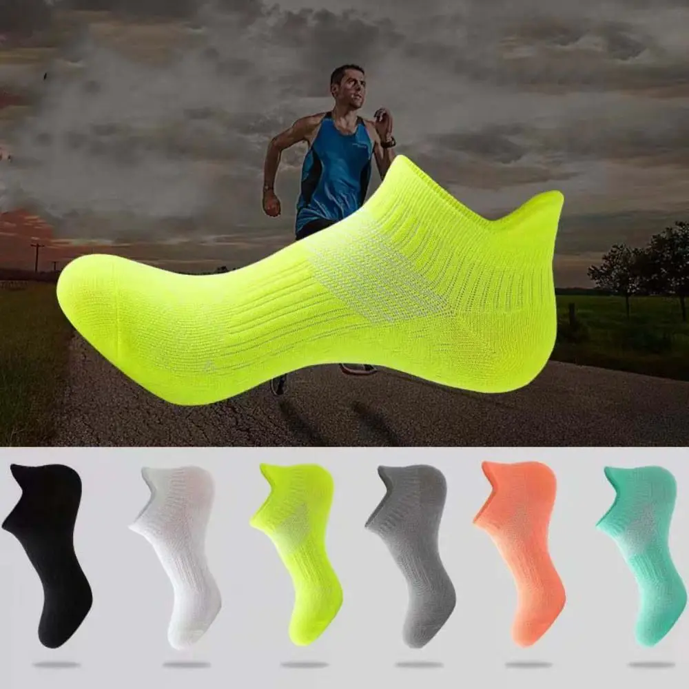 

Mesh Men's Sports Running Short Socks Anti-slip Patchwork Women Summer Ankle Socks Towel Soled Quick Drying Outdoor Sports