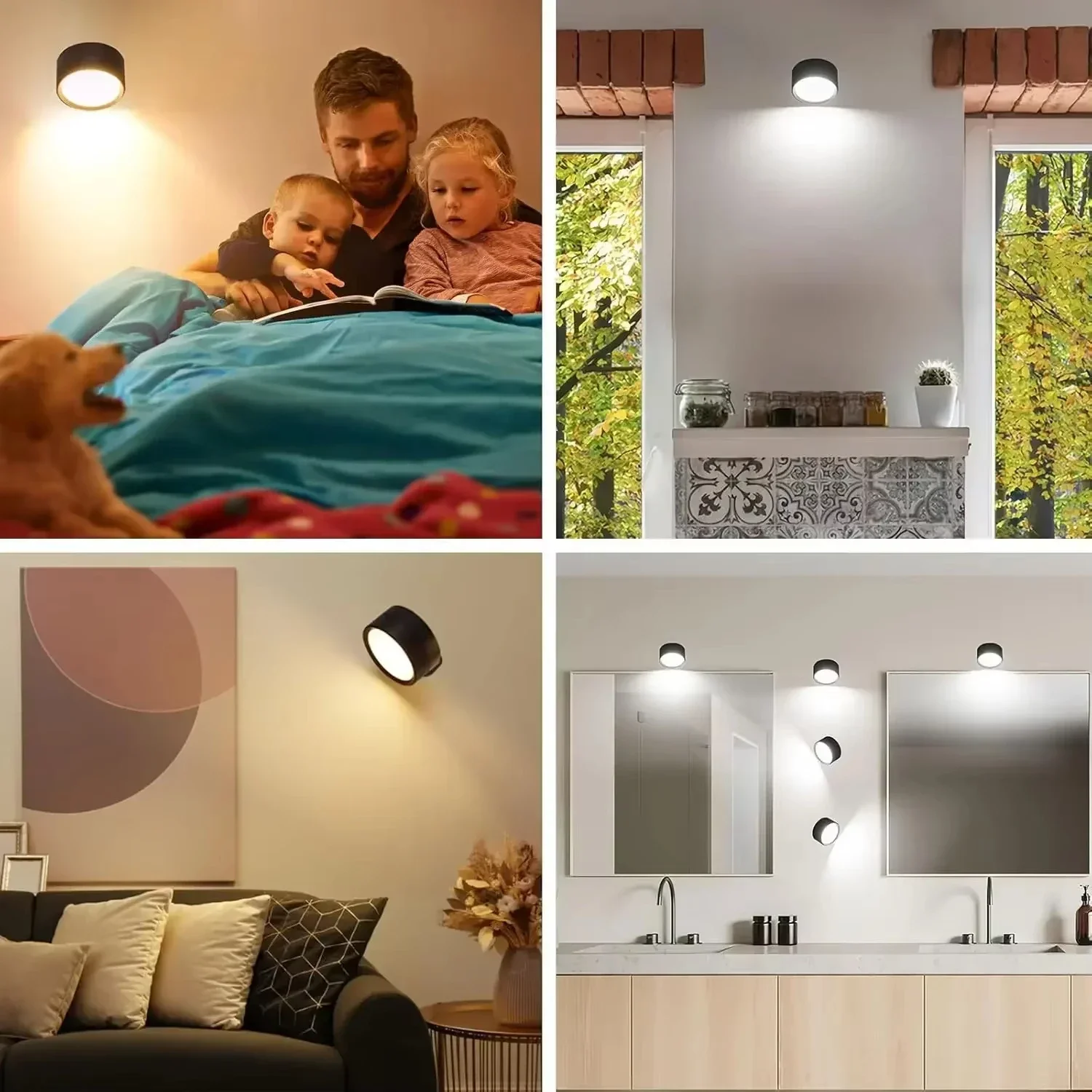 Lampu Dinding Isi Ulang Remote Control Lampu Ambient Kamar Tidur Lampu Malam Baca Dapat Diredupkan Lampu Kabinet LED Sentuh 360 Dapat Disesuaikan