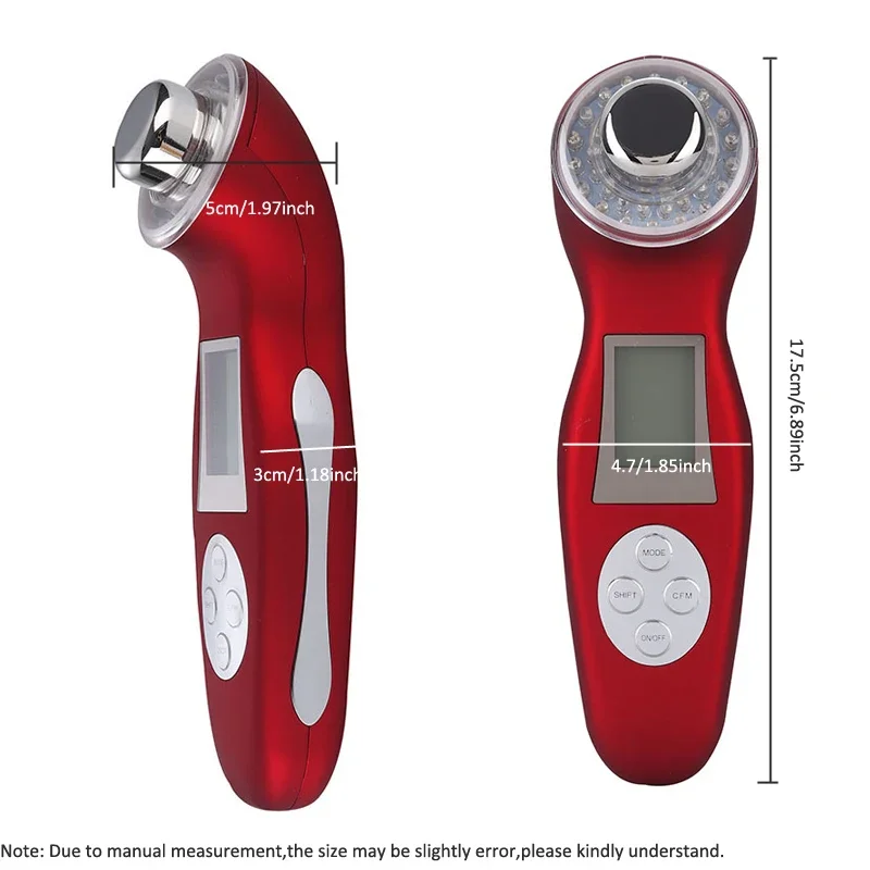 3MHz Facial Ultrasonic Beauty Device with 3 Colors LED Photon+Galvanic Ionic+Ultrasound+Massage,Face Massager Skin Care Tool