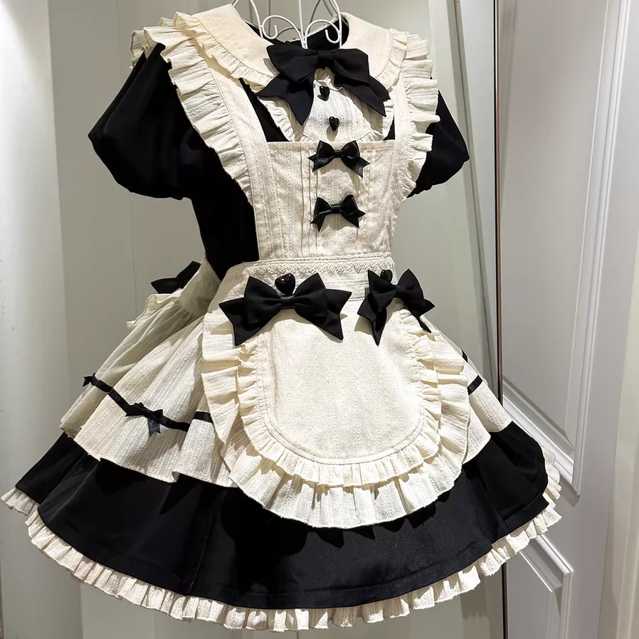 MAGOGO Kawaii Lolita Princess Dress Women Japanese Harajuku Y2k Bow Maid Dresses Girls Sweet Cosplay Costumes Party Mini Dress