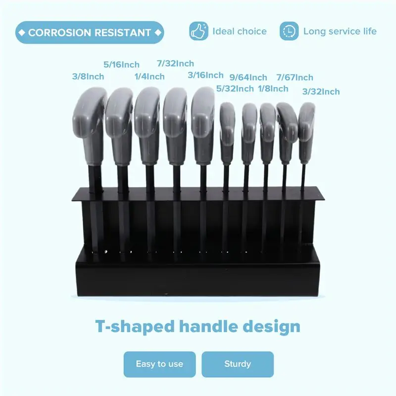 Exquisite-10PCS Imperial Hex Key T-Handle Set 3/32