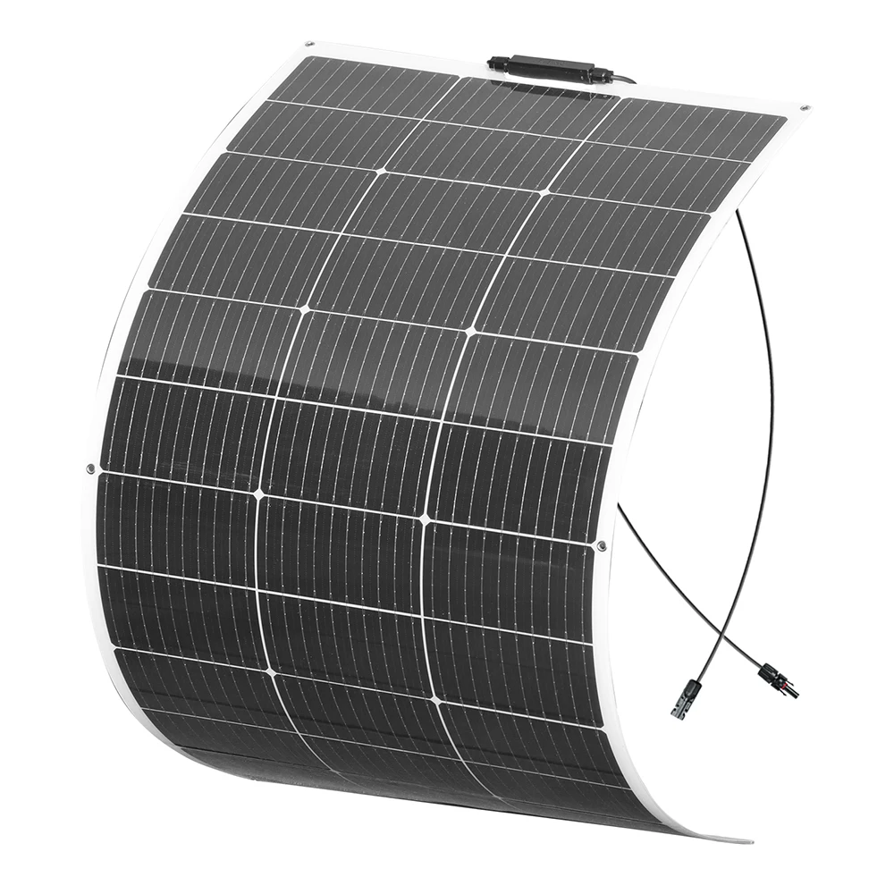 150W-600W Semi-Flexible Monolithic Monocrystalline Solar Panel Kit, 19.8V PV Module, 12V/24V/36V Off-Grid Battery Charger for RV