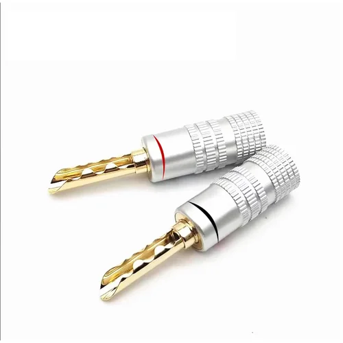 Imagen 2 del producto Conector tipo banana de cobre chapado en oro de 24 quilates BFA conector tipo banana de 4 mm enchufe de altavoz macho negro y rojo