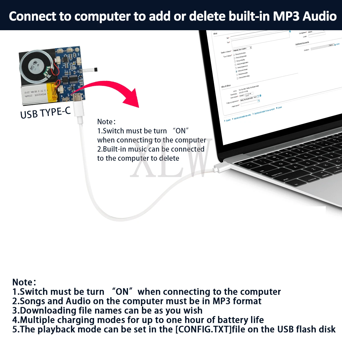 4MB/16MB Voice Recorder Board Magnet Control Sound Module USB Downloadable&Recordable with Playback for Xmas Greeting Card Gifts